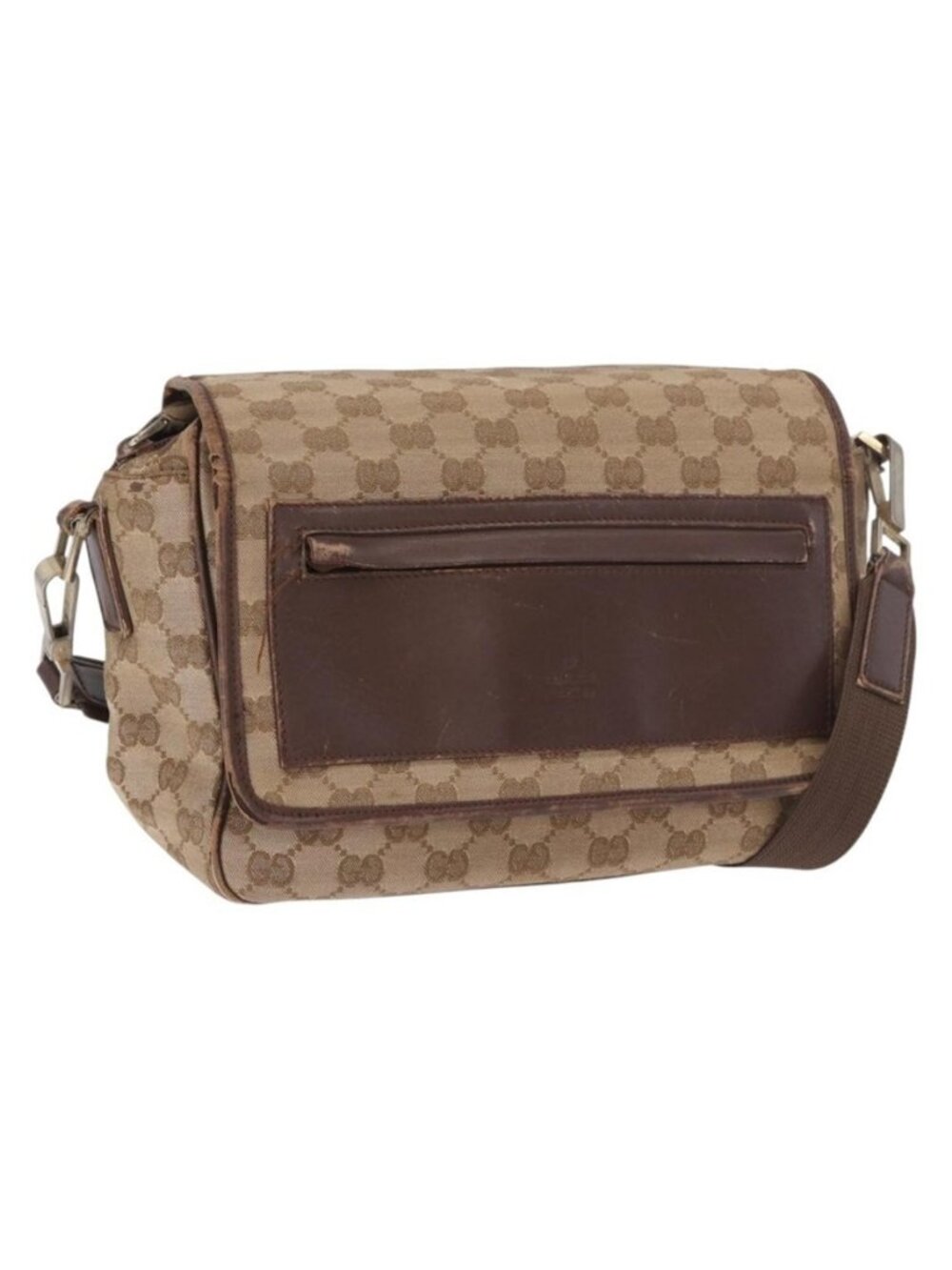 Authentic GUCCI GG Canvas Shoulder Bag Beige Gold 001 0375